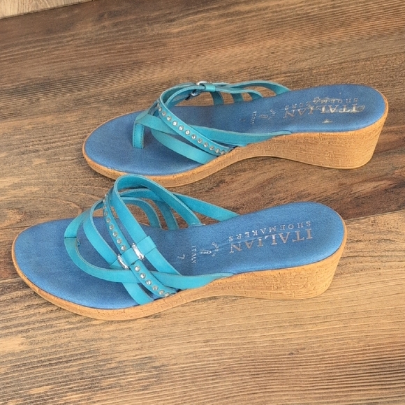 Italian Shoemakers Blue Studded Sandals 7 - Picture 4 of 8